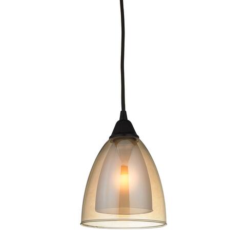 Layers 1-Light Mini Pendant in Oil Rubbed Bronze with Amber Teak Glass