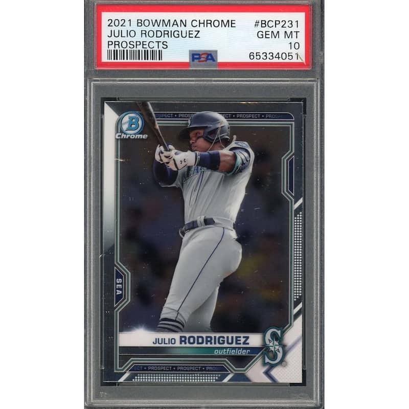 Julio Rodriguez 2021 Bowman Chrome Baseball Rookie Card RC #BCP231 Graded PSA 10 - 8'6" x 11'6"