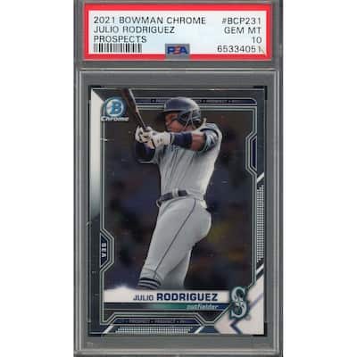 Julio Rodriguez 2021 Bowman Chrome Baseball Rookie Card RC #BCP231 Graded PSA 10 - 8'6" x 11'6"