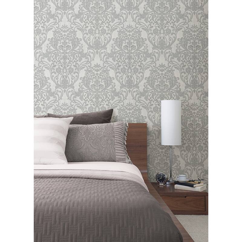 Advantage Anders Silver Damask Wallpaper