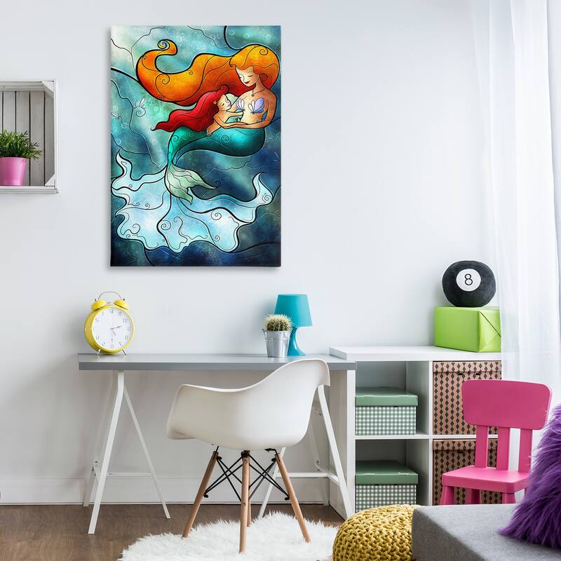 Stupell Mermaid & Child Stained Glass Style Canvas Wall Art Design By Mandie Manzano
