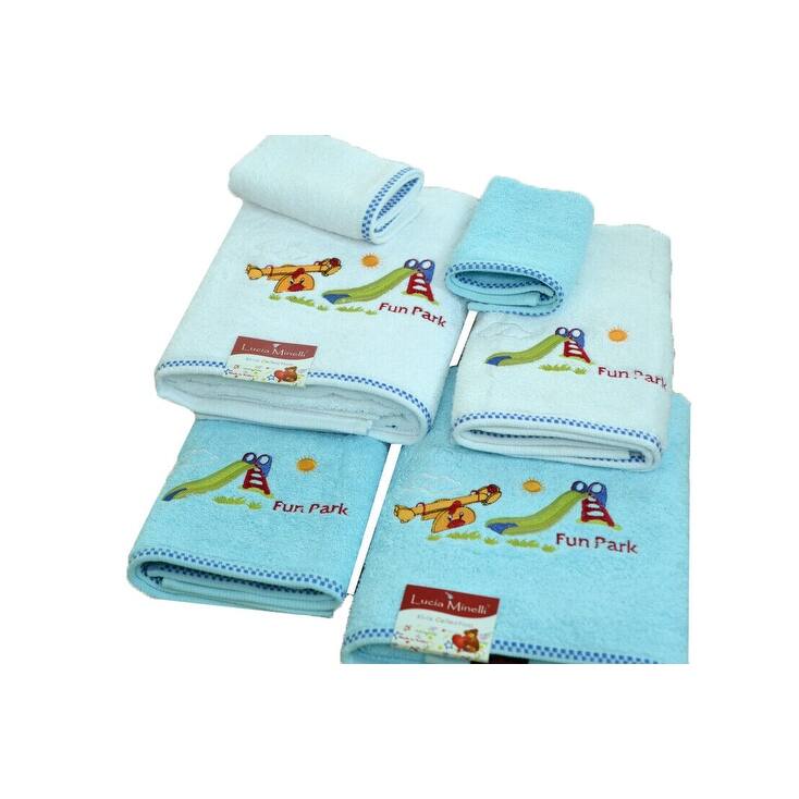 Lucia Minelli Kid's Embroidered Fun Park Design Turkish Cotton Bath Towel Set of 6
