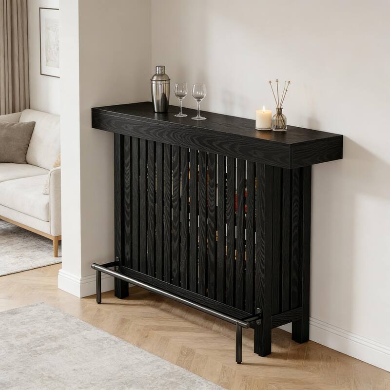 Modern Dining Table with Storage, Coffee Table with 2-Tier Shelves, Home Bar Table & Entertaining Table