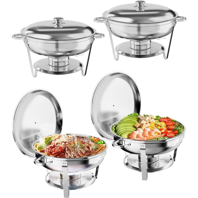 5QT Chafing Dish Buffet, Warmers Food Servers Sets - 4 Pcs