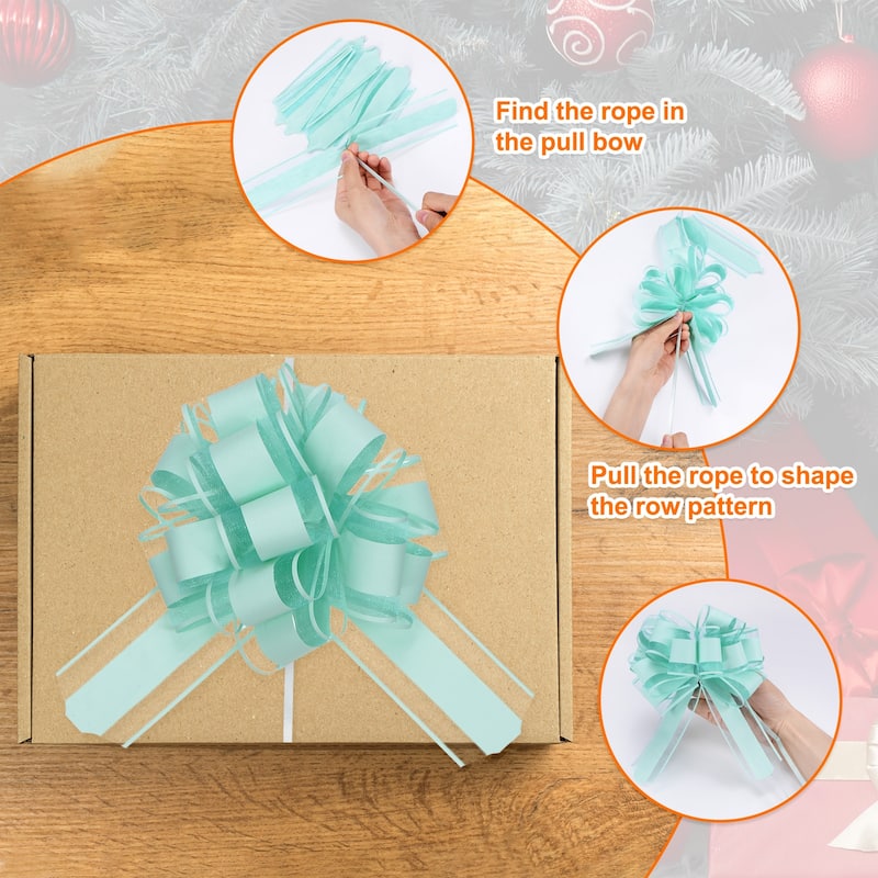 12pcs Large Pull Bow 8.7 Inch Flower Bows for Wedding Baskets