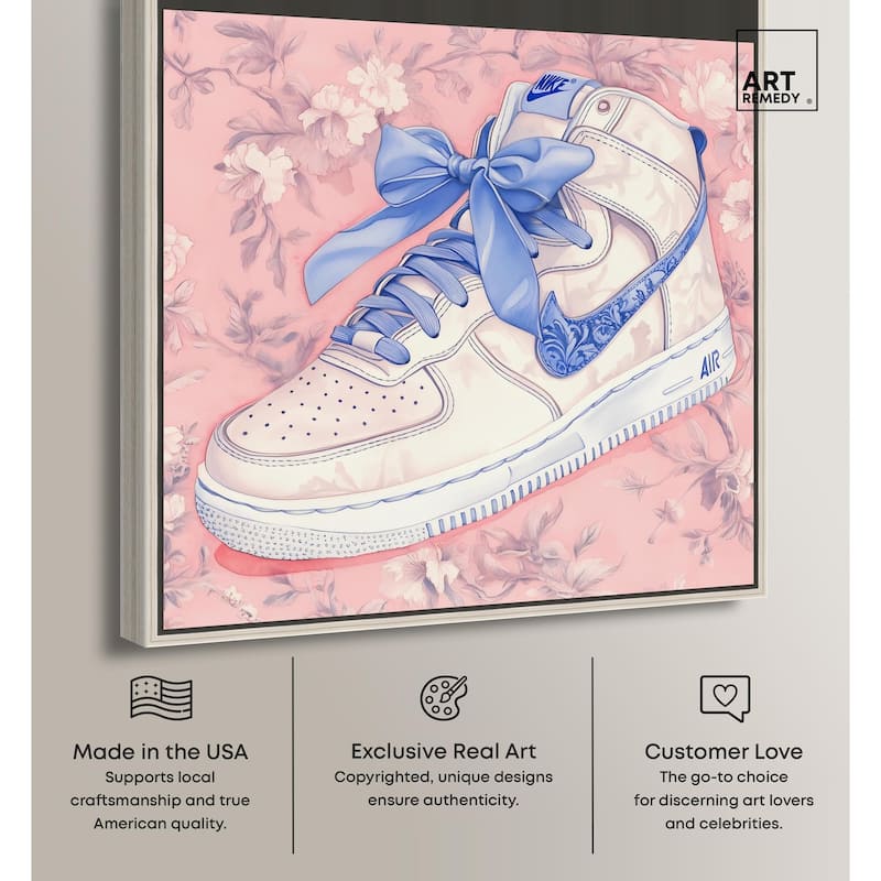Blue Bow Sneaker Canvas by Art Remedy
