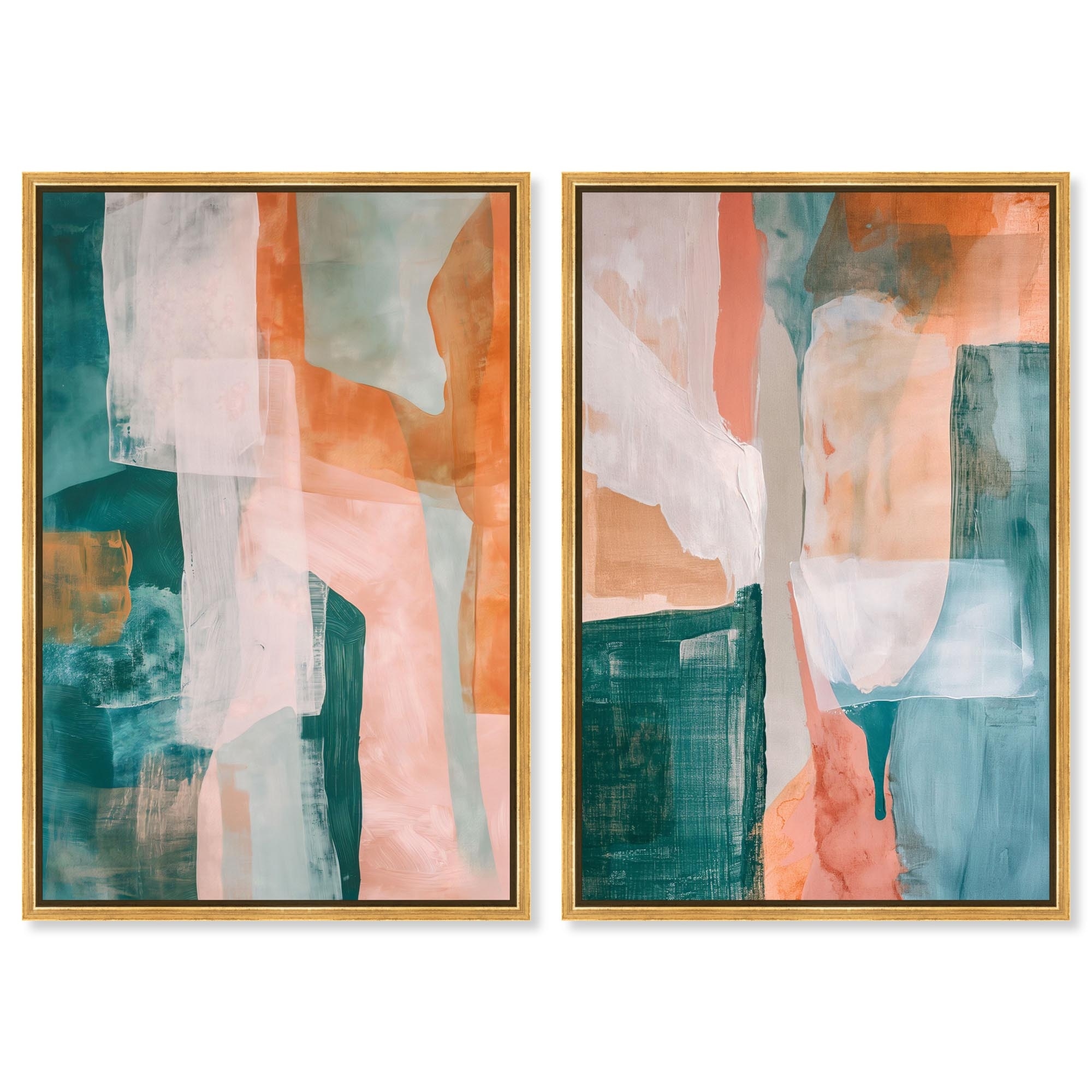Citrus Wave Duet Abstract Set Canvas Print by Art Remedy