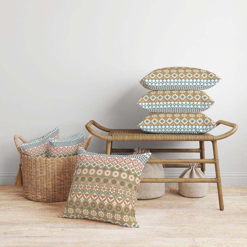 Shape Synergy Faux Suede Reversible Throw Pillow Orange and Cyan