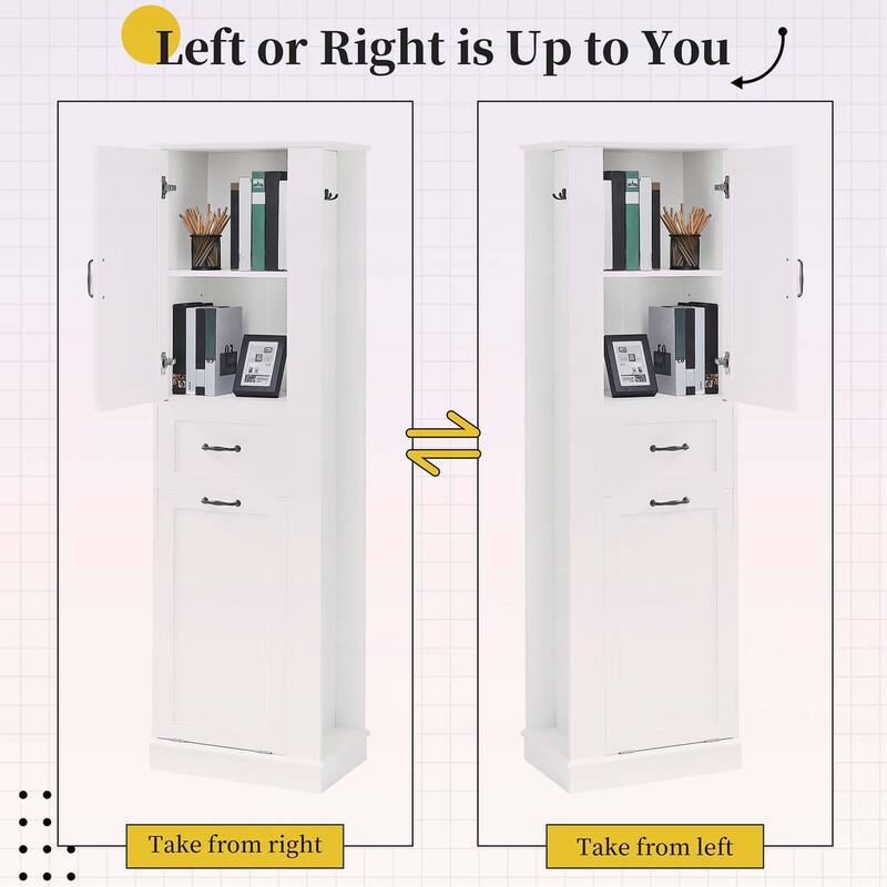 Modern Tall Storage Cabinet with Tilt-Out Compartment,Adjustable Shelves,for Bathroom & Home Organization