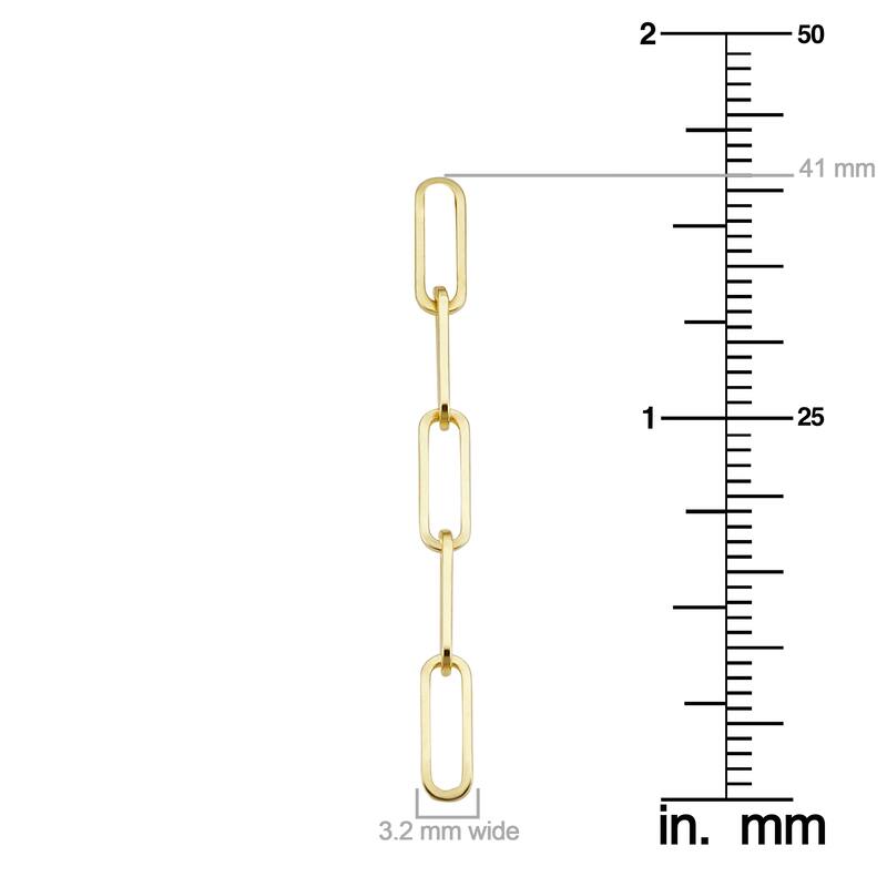 14k Yellow Gold 3.2 millimeter Paperclip Chain Dangle Earrings