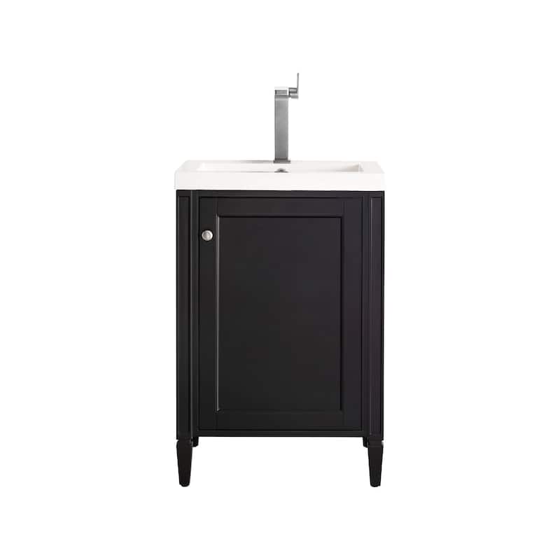 James Martin Vanities Britannia 24" Single Vanity Cabinet, w/Glossy White Composite Stone Countertop