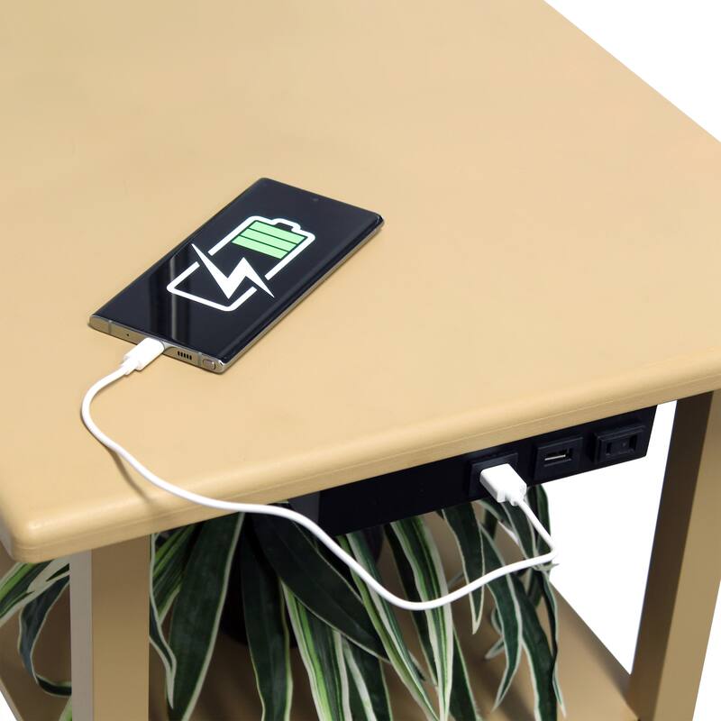57" 2 Tier Lamp with 2 x USB Charging Ports & Power Outlet