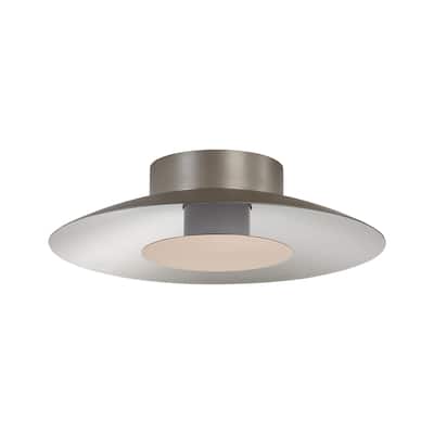 Luma LED Flush Mount - 12" in Sand Nickel with French Gold Shade - Silver