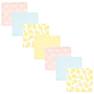 Hudson Baby Infant Girl Cotton Rich Flannel Receiving Blankets Bundle, Lemon Daisy, One Size - Lemon Daisy - One Size
