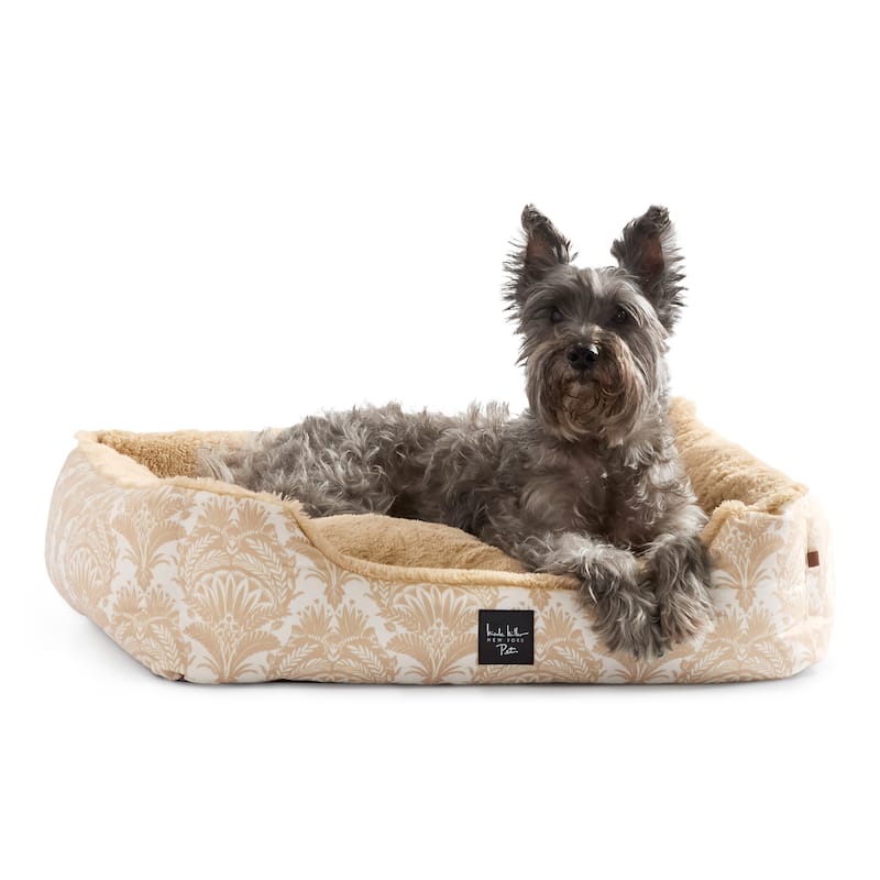 NICOLE MILLER NEW YORK PET Mod Damask Plushy Bolster Cozy & Calming Pet