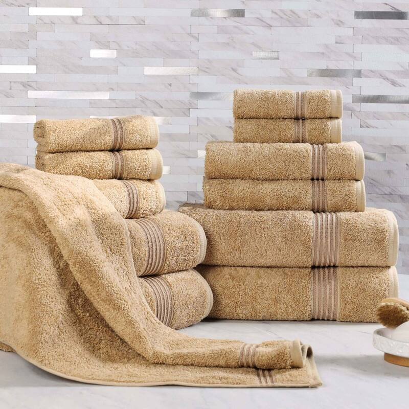 Superior Heritage Egyptian Cotton Absorbent 12-Piece Towel Set - Toast
