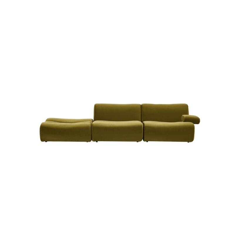 Ernest Premium Satin Velvet Modular 3pc Sofa - Olive