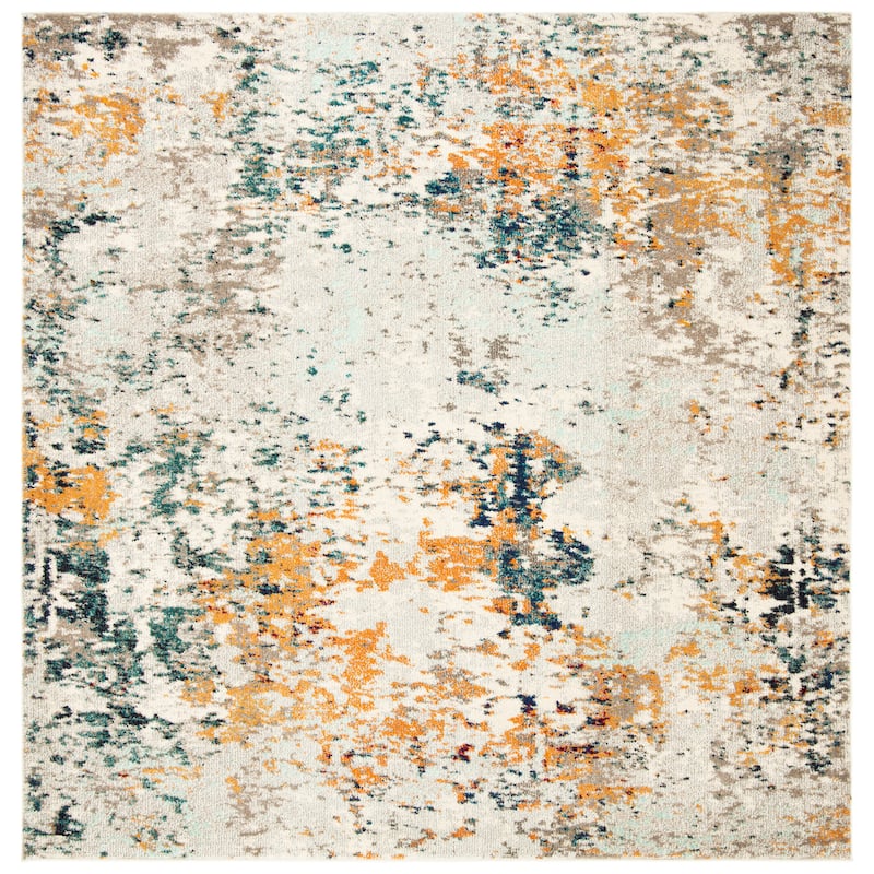 SAFAVIEH Madison Lita Modern Abstract Rug - 3' Square - Grey/Beige