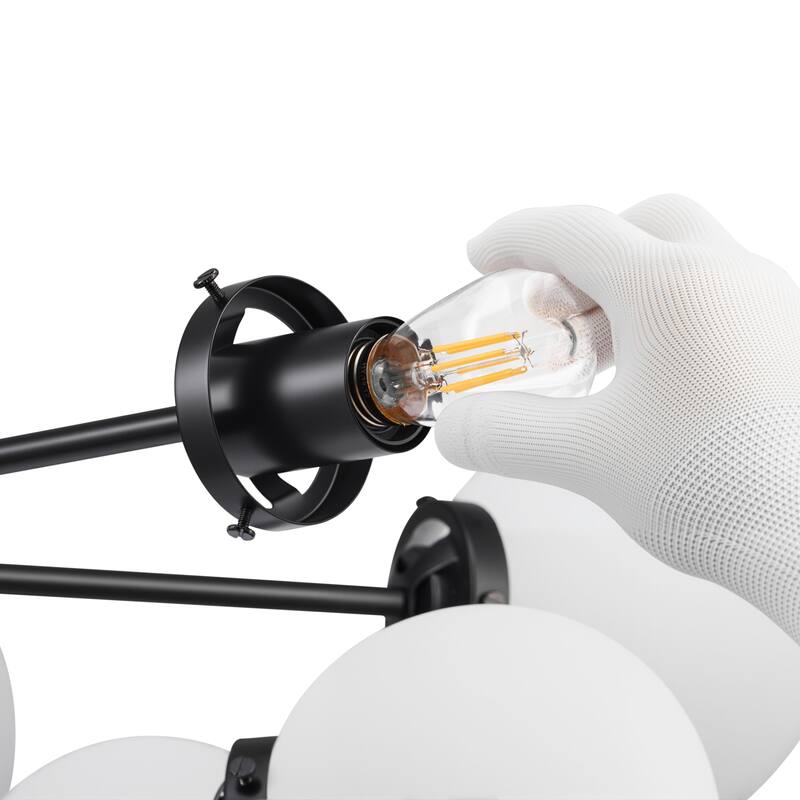 CO-Z Dimmable Modern Linear Sputnik Pendant Chandelier with Frosted Glass Globe Shades (6/8/12 - Light)