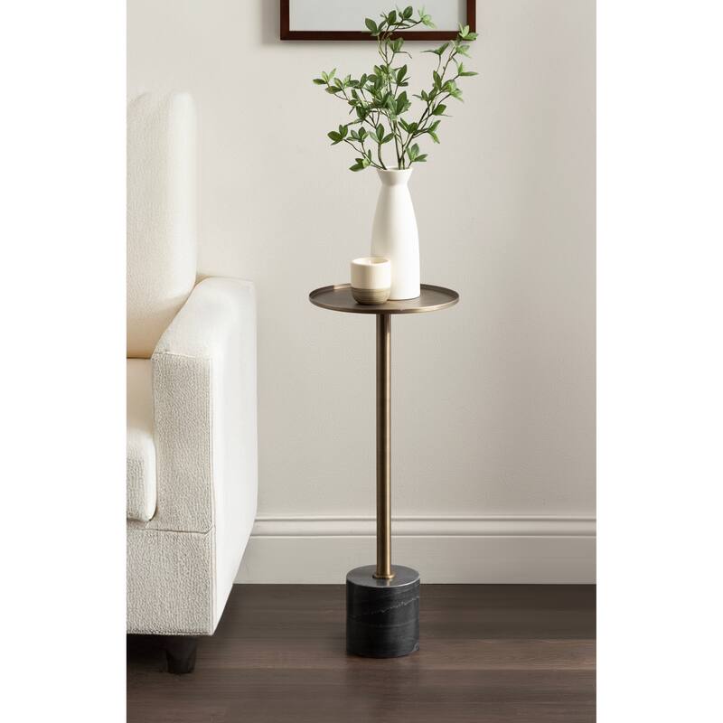 Kate and Laurel Vanora Metal and Marble Drink Table