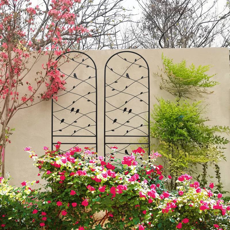 2 Pack Metal Garden Trellis 86.7in x 19.7in Rustproof Trellis - Black