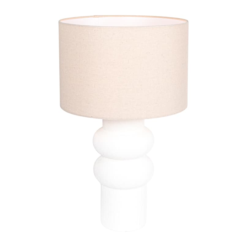 Stoneware Table Lamp with Linen Shade - 15.0"L x 15.0"W x 24.5"H