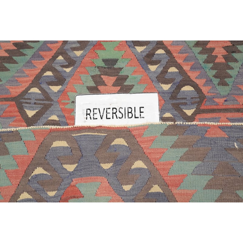 Hand Woven Oriental 100% Wool Carpet Southwestern Tribal Multi-Colored Kilim Area Rug - 8' 6'' X 5' 1''