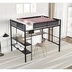 preview thumbnail 2 of 7, Metal Full Size Loft Bed with Desk,Shelves/Wood Slats/Textilene Guardrail/Built-in Desk,2-tier Shelves,Grid Panel/2 Side Ladders