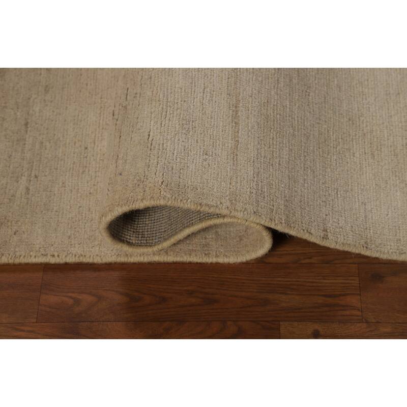 Gabbeh Modern Rug Handmade Beige Solid Wool Carpet - 4'2" x 5'10"