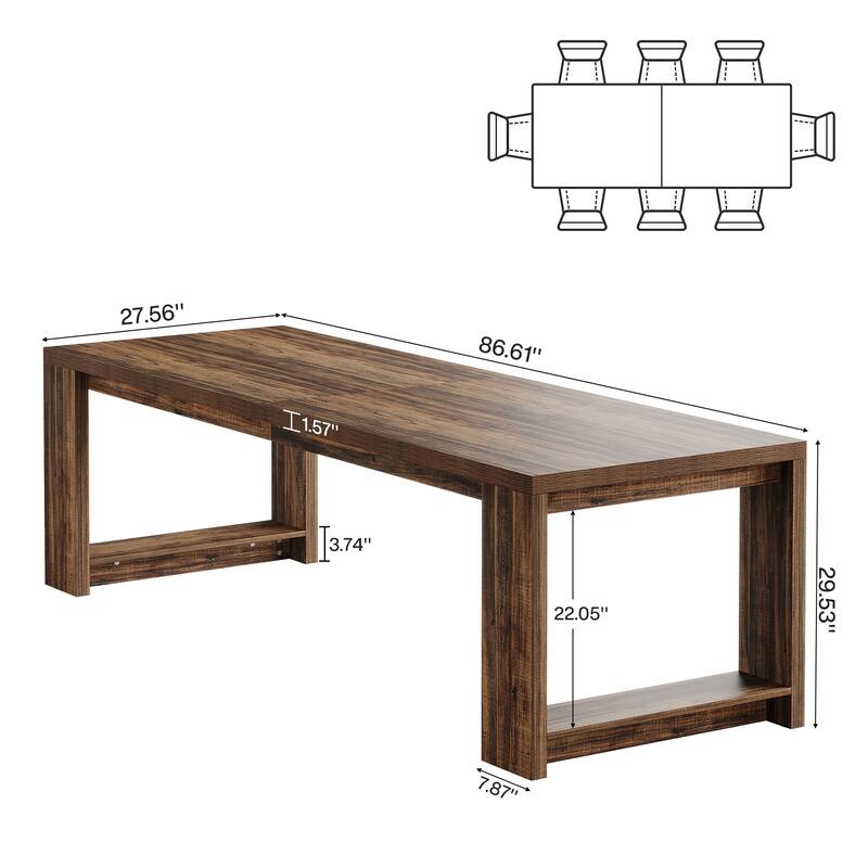 7 ft Modern Rectangle Conference Table for 6 to 8 People - 86.6" L x 27.6" W x 29.5" H