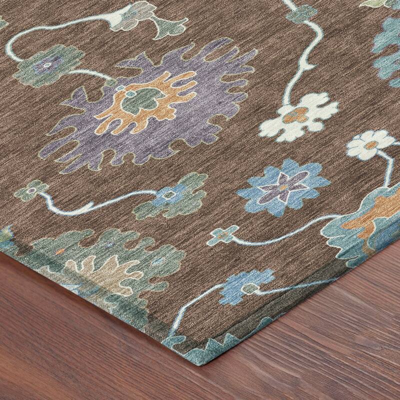 Machine Washable Indoor/ Outdoor Traditonal Delhi Chantille Rug