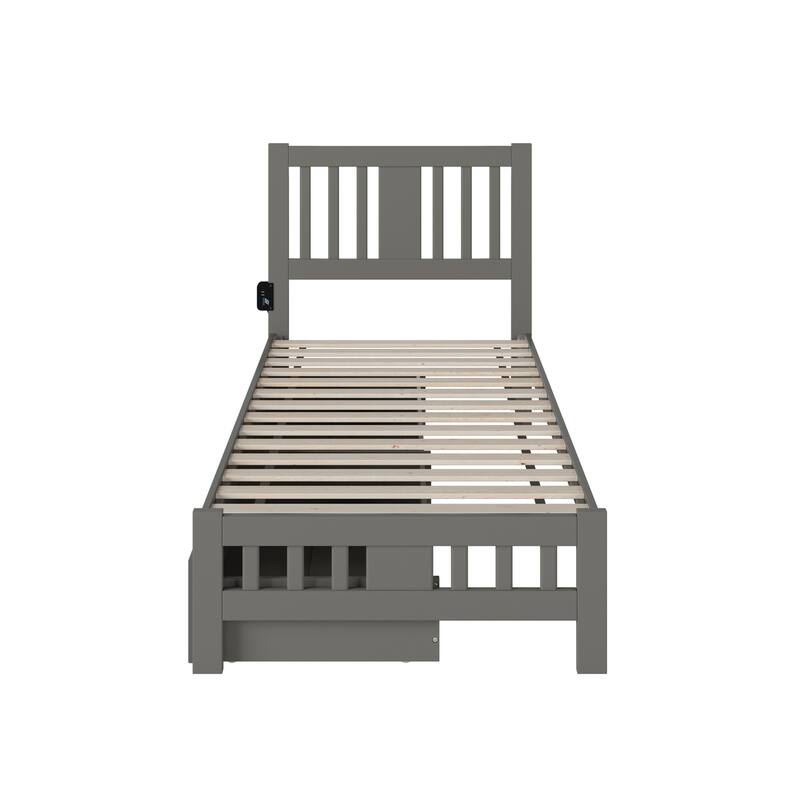 Twin XL Bed with Footboard & Drawers - Grey Bedroom Furniture - HomeStock Island Interiors
