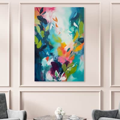 Wynwood Studio Abstract After Butterflies Flight Blue and Teal Modern & Contemporary Wall Art Canvas Print