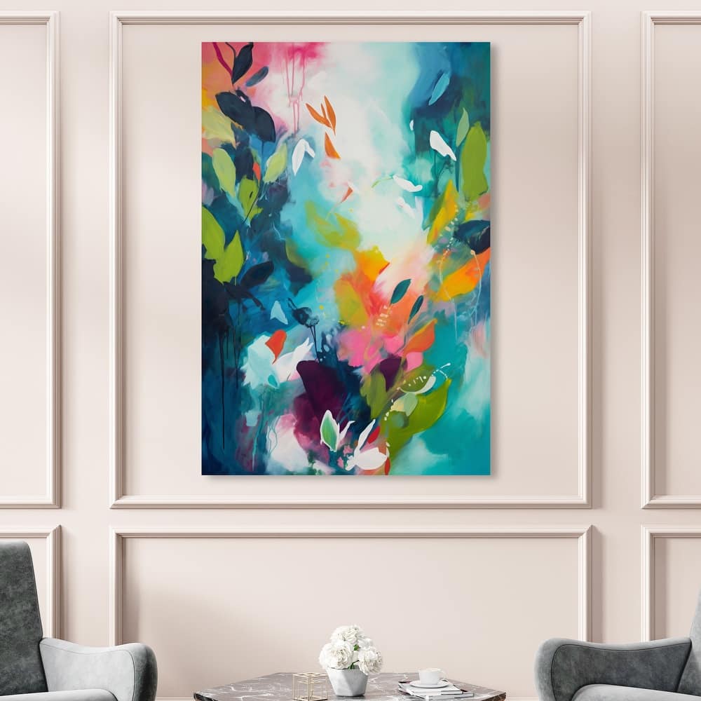 Wynwood Studio Abstract After Butterflies Flight Blue and Teal Modern & Contemporary Wall Art Canvas Print