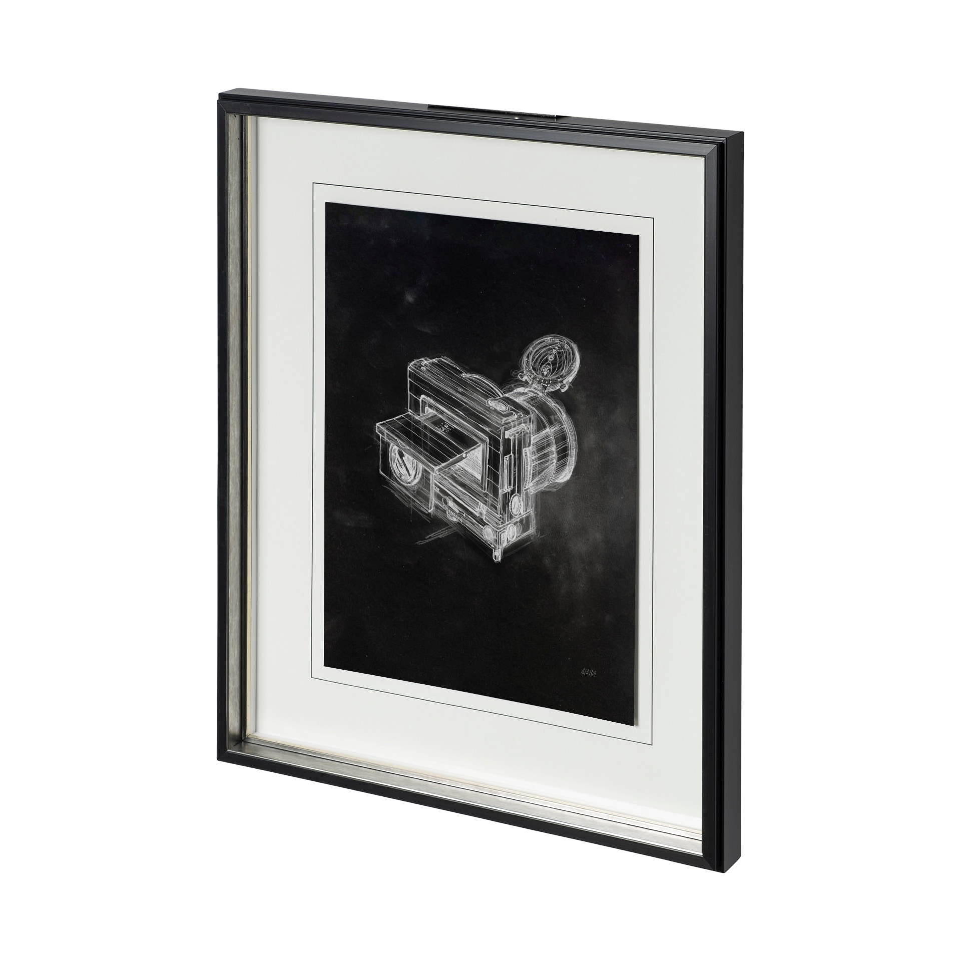 Compass Camera II by Alarm a Hand Embellished Textured Framed Art Print Matted under Glass