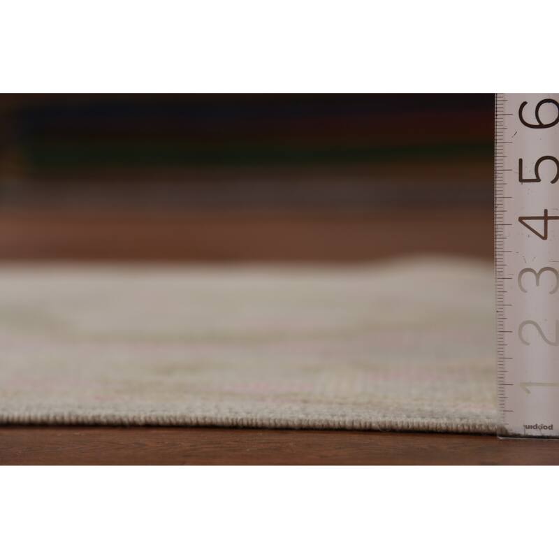 Hand Knotted Oriental 100% Wool Carpet Transitional Geometric Greys & Charcoal Oushak Runner Rug - 12' 11'' X 3' 5''