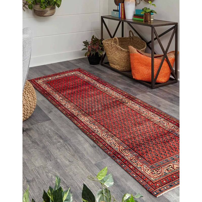 ECARPETGALLERY Hand-knotted Andelz Red Wool Rug - 3'5 x 9'11