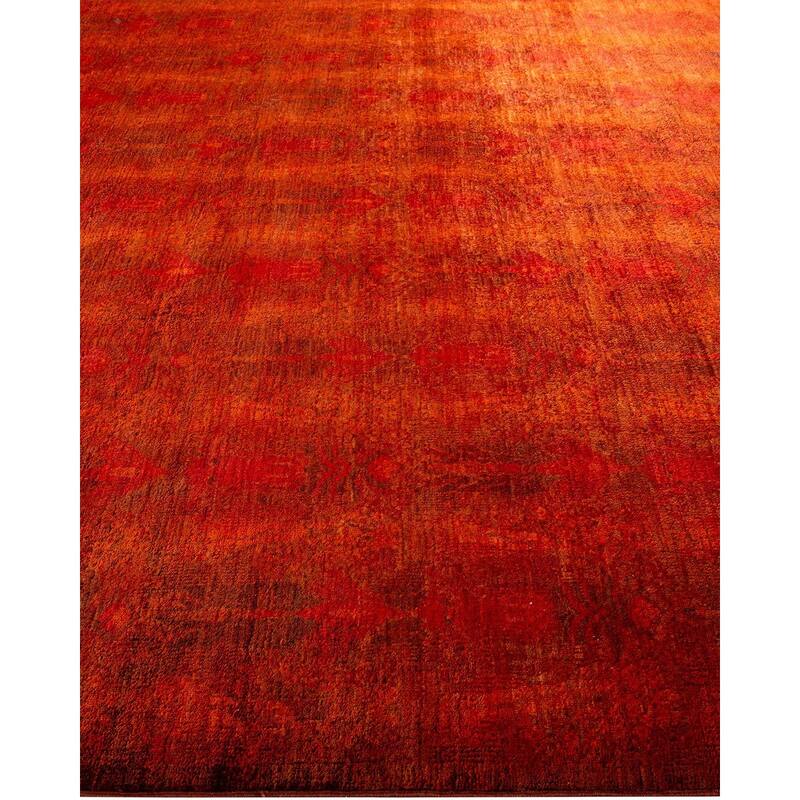 Overton Hand Knotted Wool Vintage Inspired Modern Contemporary Overdyed Orange Area Rug - 7' 10" x 10' 4"