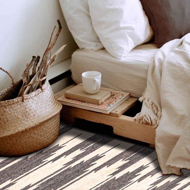 ECARPETGALLERY Flat-Weave Marrakech Cream Wool Kilim - 5'0 x 8'0