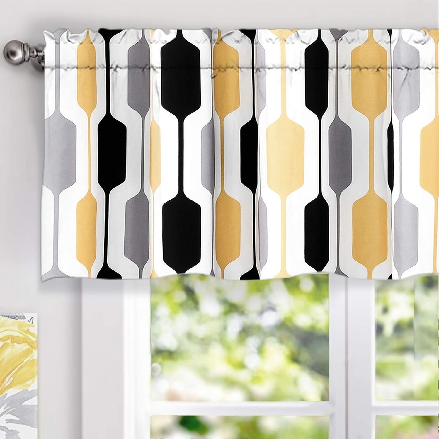 DriftAway Riley Geo Lined Window Curtain Valance