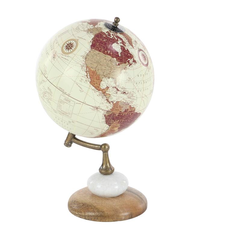 Mango Wood Globe - Cream - Roche River Decor - 8"W x 8"L x 14"H