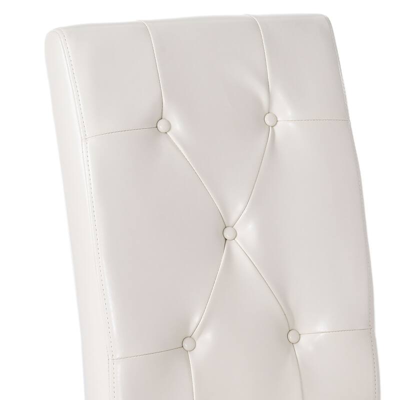 Faux Leather Dining Chair Set of 2, Modern High-Back Kitchen Chair with Wooden Legs, Armless Side Chair