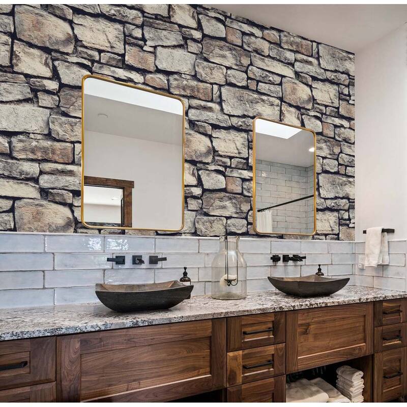 Arthouse Cornish Faux Stone Peel and Stick Wallpaper