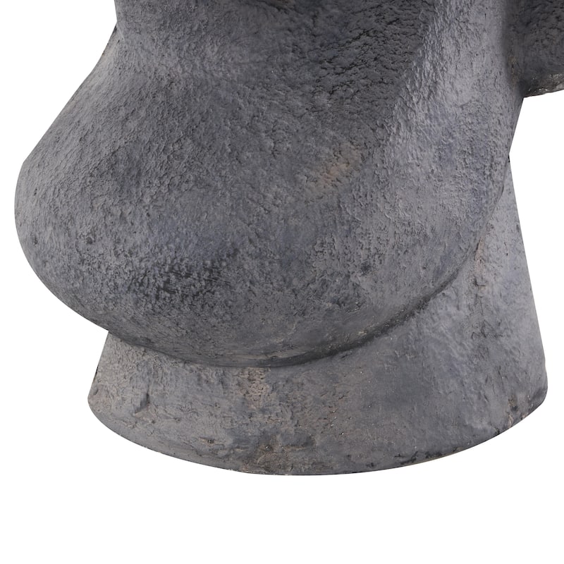 Magnesium Oxide People Distressed Textured Easter Island Head Indoor Outdoor Planter - Black - Roche River Decor