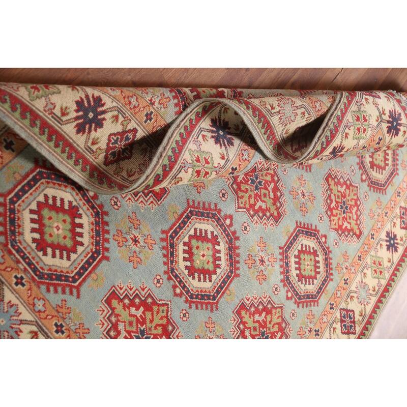 Light Blue Kazak Rug Hand-Knotted Wool Carpet - 4'11" x 6'6"