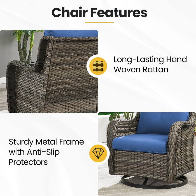 Outdoor Swivel Rcoker Patio Chair with Coffee Table