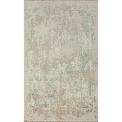 Machine Made Oriental Polyester Carpet Modern Abstract Beige & Ivories Abstract Area Rug - 7' 9'' X 5' 2''