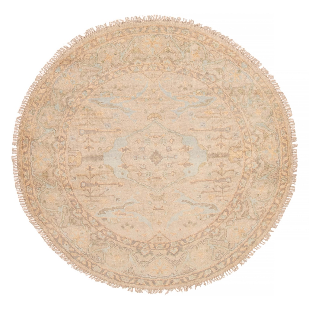 ECARPETGALLERY Hand-knotted Royal Oushak Beige Wool Rug - 6'0 x 6'0