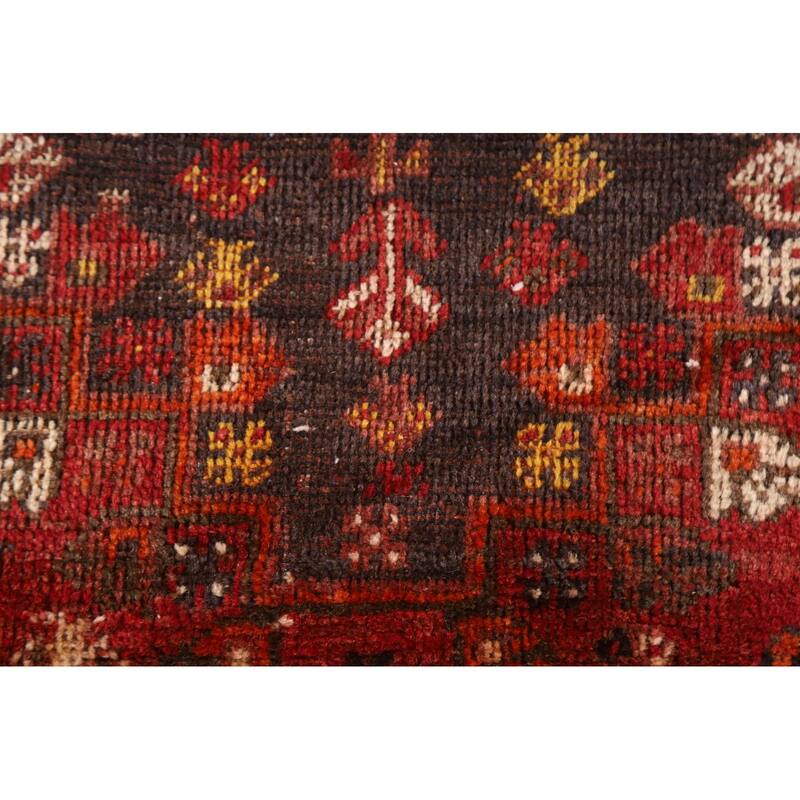 Vegetable Dye Red Shiraz Persian Antique Area Rug Handmade Wool Carpet - 3'3"x 4'11"