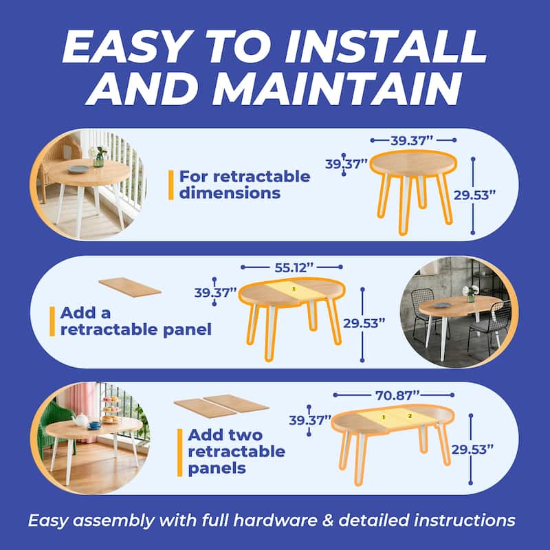 GDFStudio - Mapleton Modern Contemporary Space Saving 39.37" Extendable Dining Table with Retractable Panels - 39.37"L